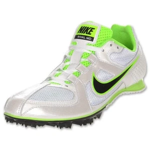 NIKE Rival MD 6 White Lime Green Black Track Spikes Shoes New Mens Sz 12 - Picture 1 of 9
