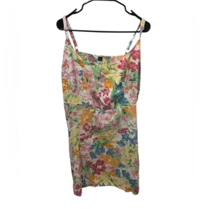 Old Navy Floral Linen Blend Midi Dress Pockets Size XXL - Picture 1 of 6