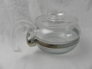 Pyrex Flameware Teekanne & Deckel Set Vintage 6 Tassen Klar Griff Kochen MCM Glaswaren - Bild 1 von 8