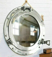 12" Porthole Mirror ~ Silver Finish ~ Nautical Maritime Decor ~Ship Cabin Window