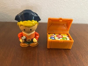2 Playtown Wooden and Plastic Pirate Figures: Captain and Treasure Chest - Picture 1 of 1