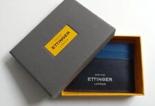 ETTINGER * NEW * BLACK BLUE LEATHER CARD HOLDER & BOX RRP £119