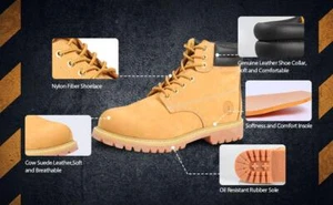 Jacata Herren 6'' Leder Arbeitsstiefel Freizeitschuhe Wasserabweisend 8601 Weite - Bild 1 von 11