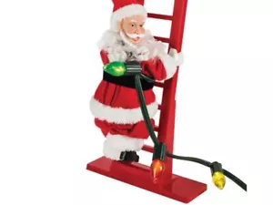 Stepping Santa Claus Climbing Holiday Christmas Ladder Lights Animated Carols - Picture 1 of 2