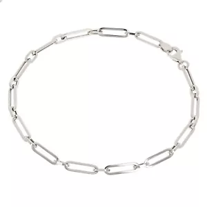 Italienisches 14k Weißgold hohles Büroklammer Glieder Armband 7" 3,3 mm 1,5 Gramm - Bild 1 von 4