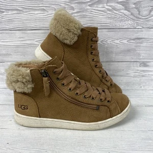 UGG W Olive Pebbles Tan Nubuck Lace Up Ankle Boots With Side Zip Size 5 PK - Picture 1 of 10