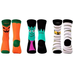 3 Pairs Halloween Crew Socks for Men and Women, Pumpkin, Monster, Mummy (Adult) - Picture 1 of 9