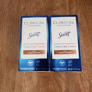 Secret Clinical Strength 72 Hour Clear Gel Clean Notes of Coconut 2 Pack 1.6 oz - Picture 1 of 6
