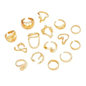 15 Piece FOR MOLTEN Stackable Knuckle Ring Set Geometric Alloy Rings for Women - Picture 1 of 17