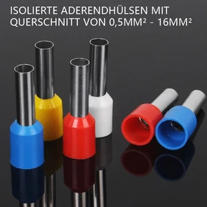 isolierte Aderendhülsen mit Querschnitt von 0,5mm² - 16mm² 100/500/1000 Stück - Picture 1 of 26