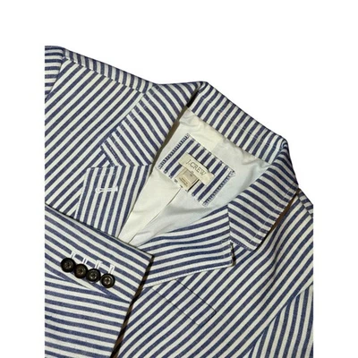 J. Crew Women's Striped Blazer Blue White Career Jacket Size 10 - Image 1 of 4