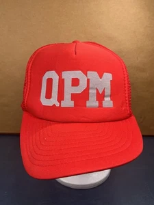 Vintage QPM Initials Red Mesh Snapback Trucker Hat - Picture 1 of 7