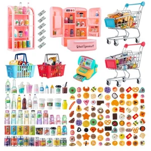 164Pcs Mini Shopping Cart Basket Miniature Food Drink Toy Supermarket Metal H... - Picture 1 of 7