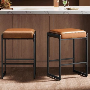 EKHO Collection - Bar Stools Set of 2, Counter Height Bar Stools, Synthetic Leat - Picture 1 of 12