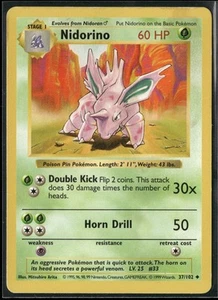 Base Set (Shadowless) #037/102 Nidorino - Picture 1 of 2