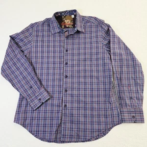 Robert Graham plaid XL long Sleeve embroidered fold over cuff shirt - Picture 1 of 9