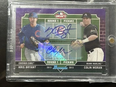 2013 Bowman Draft Kris Bryant/Colin Moran Dual Draftee Purple Auto /10 #DD-BM - Image 1 of 2