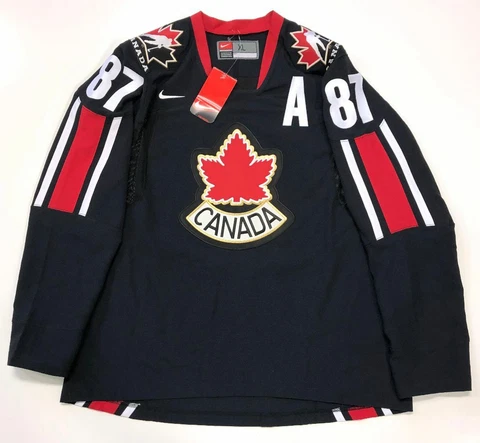 SIDNEY CROSBY TEAM CANADA 2006 WORLD CHAMPIONSHIP BLACK NIKE JERSEY XL Cover