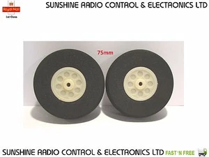 RC Plane Wheels Large Lightweight Foam Sponge Wheel Metric Size 75mm Diameter UK - Picture 1 of 3