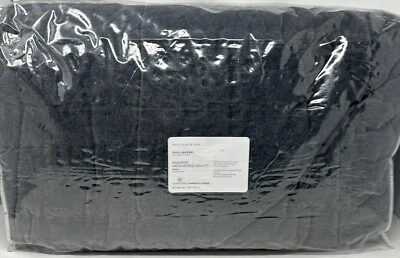 NEW~Pottery Barn~ Hudson Handcrafted Heathered Velvet Quilt~F/Q~Charcoal Gray - Image 1 of 2