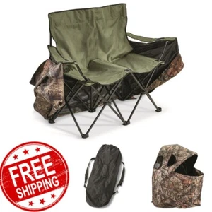 Tent Chair Blind Deluxe 2 Person Cup Holder Weather Resistant Hunting Outdoors - Picture 1 of 24