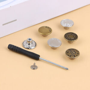 10Pcs 17mm Jeans Buttons Replacement No Sewing Metal Button With Screwdriver