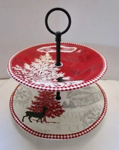 PTS International 222 Fifth Northwood Cottage Christmas Tiered Tray - Picture 1 of 5