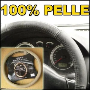 Real Black, Beige or Grey Leather Steering Cover for Daewoo Nexia Espero Nubira - Picture 1 of 8