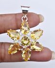 3.50Ct Pear Cut Lab Created Citrine Beauty Pendant 14K White Gold Plated Silver