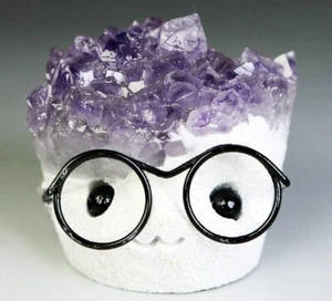Natural Amethyst Quartz Crystal Cluster Specimen Carved Hedgehog Specimen - Foto 1 di 7