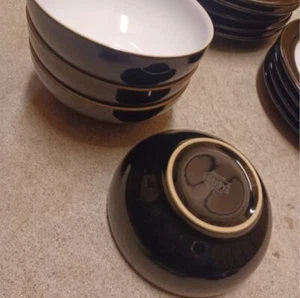 Lot 4 Denby Bowl Black Made in England Soup Dinner - Picture 1 of 3