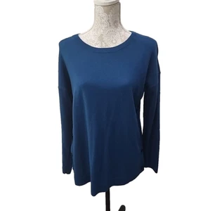 Suéter Talbots Mezcla Lana de Cordero Pullover Azul Costura Lateral Botones Para Mujer Grande - Imagen 1 de 8