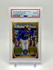 Jackson Chourio 2023 Bowman Mega Box Rookie RC Mojo Refractor GOLD /50 PSA 10 - Picture 1 of 3
