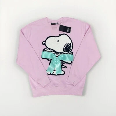 Sudadera Peanuts Snoopy Rosa De Gran Tamaño Verde Satén Lazo Talla M Nueva Con Etiquetas San Valentín Foto 1 de 4