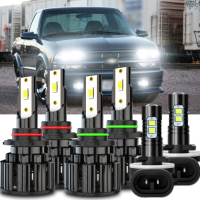 Para For Chevrolet S10 2000 2001-2004 Faros LED Hi / Lo +Kit de luces antiniebla - Image 1 of 4