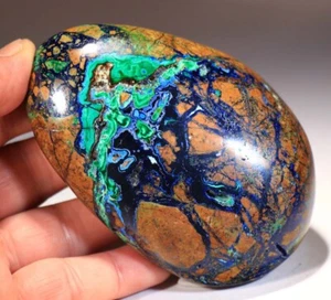 411 g 4,15 Zoll scharf poliert Freiform Azurit Malachit Chrysokoll, Peru! AZS507 - Bild 1 von 6