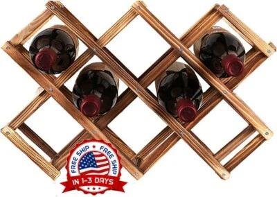 Estante Para Vinos De Madera 10 Botellas Sobre Encimera O Contra Pared Moderno - Image 1 of 4