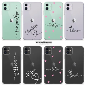 Personalisierte Handyhülle klarer Name Silikon Abdeckung für iPhone 11 Pro 12 14 7 8 XR - Bild 1 von 19