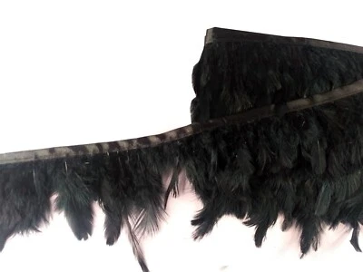 8 см X 3 Mtr черный крылья перо меха Gota этническая одежда отделки кружева границы ленты новый - Изображение 1 из 3