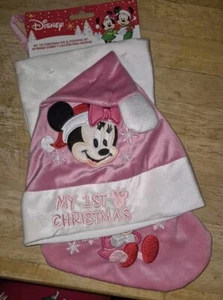 Minnie Mouse Weihnachtsstrumpf und Mütze Set Neu My 1st Christmas - Bild 1 von 3