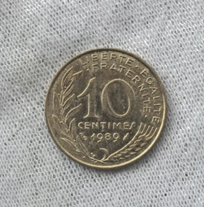 1989 France 10 Centimes; Circulated - Picture 1 of 2