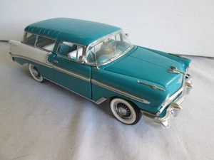 FRANKLIN MINT 1956 CHEVROLET BEL AIR NOMAD WAGON TEAL & RADIO ANTENNA & MIRORS - Picture 1 of 7