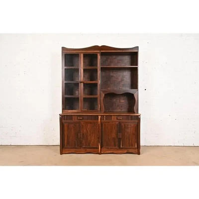 Don Shoemaker Studio Cocobolo Rosewood Breakfront Bookcase Cabinet, Circa 1970s - Image 1 of 4