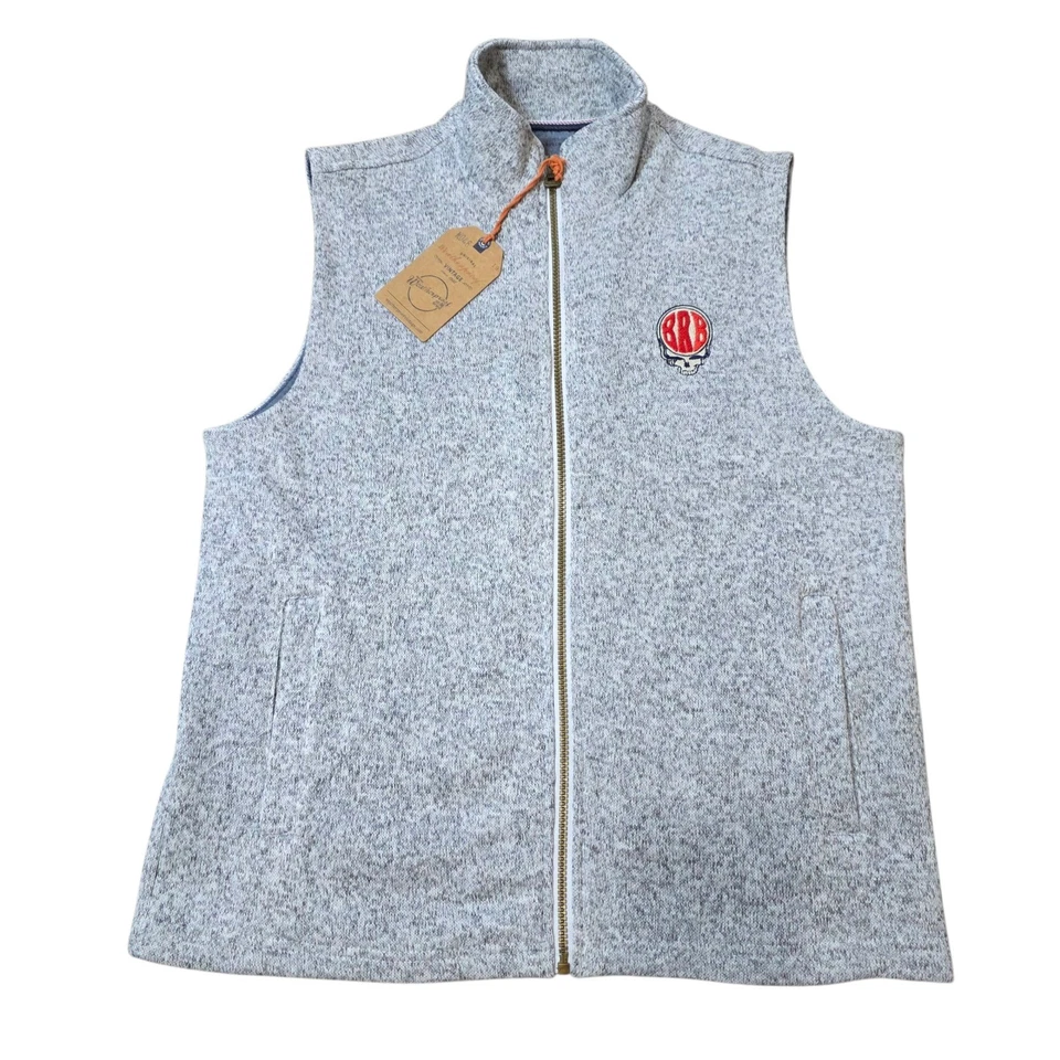 Weatherproof Vintage Gray Heather Fleece Vest Grateful Dead BRB Skull S - Image 1 of 4
