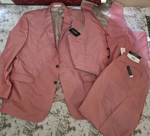 Ralph Lauren 3-teiliger Anzug 48 L Leland Blazer Sakko 38x32 Emory Hose XL Weste Rose - Bild 1 von 24
