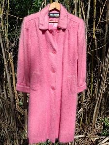 Dale Dressin For Harlan Hot Pink Woman 14-16 Mohair Wool Goat Vtg Coat Long - Picture 1 of 24