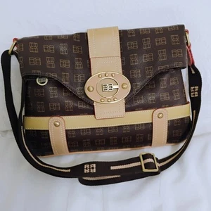 Riane Miao Firenze Crossbody Handtasche Tasche Braun Leder Logo Print - Bild 1 von 23