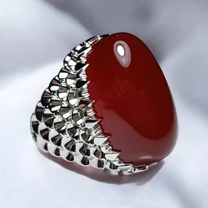 Anello con pietre preziose naturali Yameni Aqeeq, anello in argento agata per uomo, anello da uomo fatto a mano - Foto 1 di 3