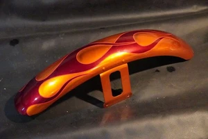 Guardabarros delantero naranja llama para Harley 80-05 FXDWG Dyna Wide Glide FXWG - Imagen 1 de 8