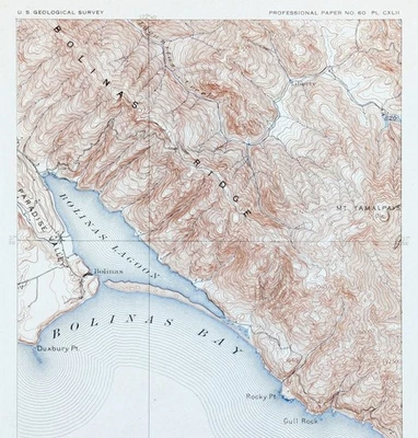 Mapa ORIGINAL DE LAGUNA DE BOLINAS 1908 - CALIFORNIA - MT TAMALPAIS - PARADISE VALLEY Foto 1 de 3